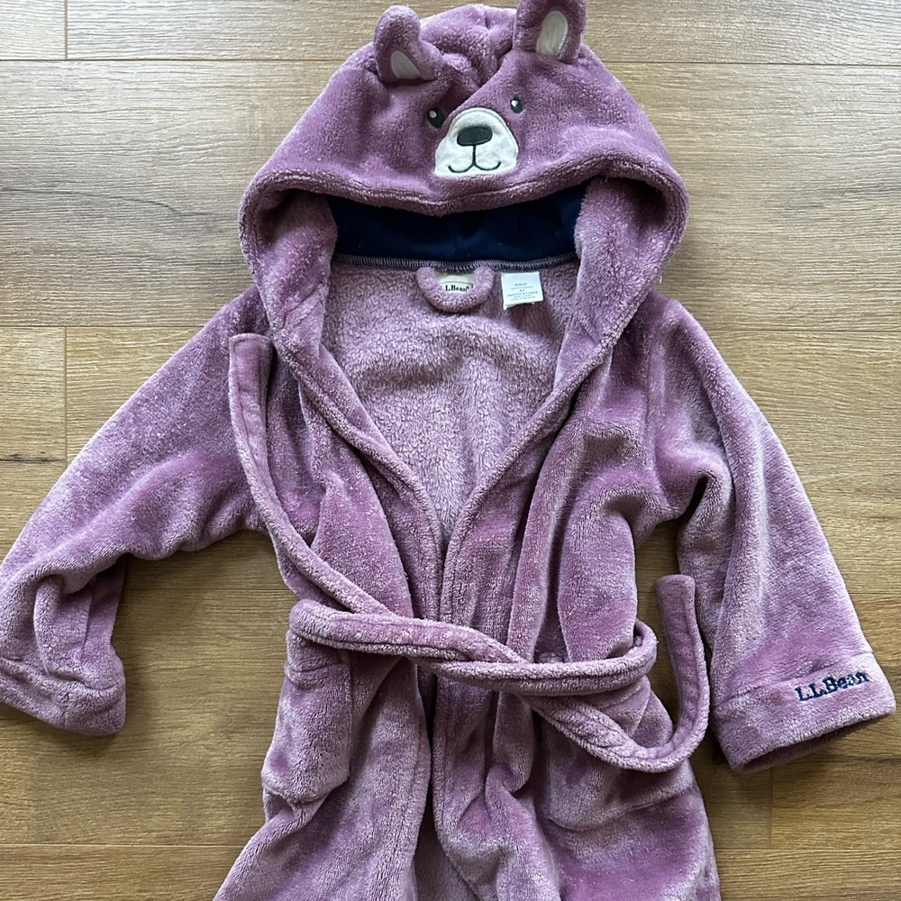 L.L. Bean Kids Plush Purple Hooded Robe